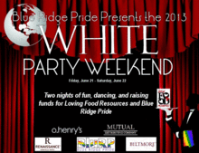 Have a gay ol’ time! Blue Ridge Pride White Party Weekend June 21-23